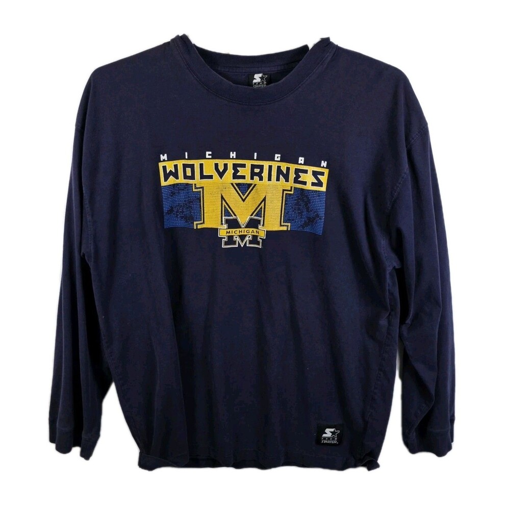 Vintage Michigan Wolverines Starter XL‎ Blue Long Sleeve Sweatshirt